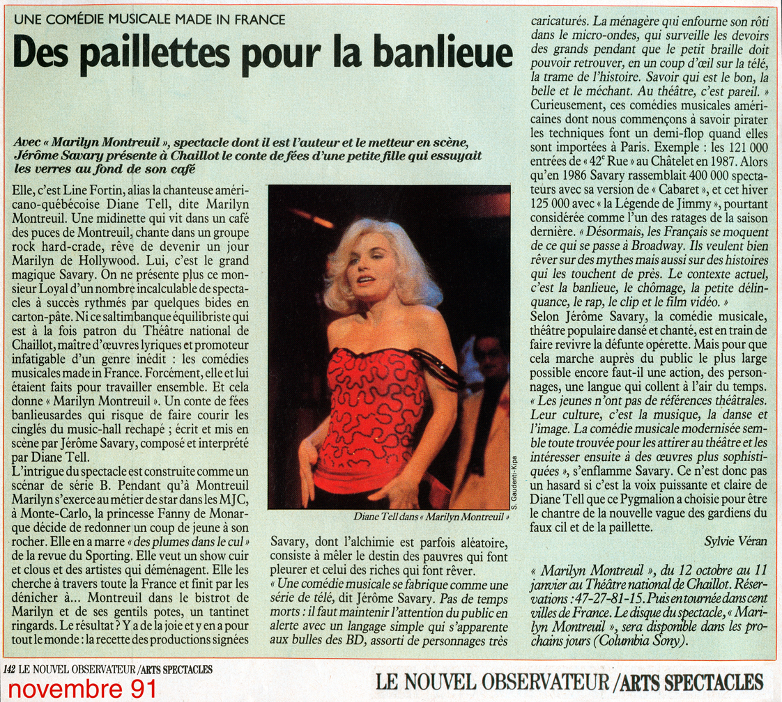 Le Nouvel Observateur – Marilyn Montreuil 1991